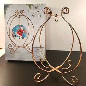 Pier 1 Imports Brushed Gold Ornament Holder Foldable w/ Box Christmas Display